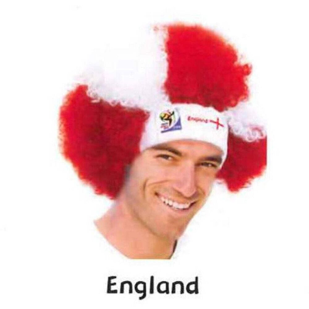 England World Cup Soccer Afro Wig 25-Count Case Pack – Official FIFA Licensed Re